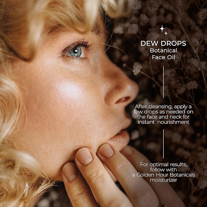 All Natural Organic Skin Care Products Made in USA, Vegan, Cruelty Free Face Oil, Moisturizing + Hydrating Facial Oil Moisturizer with Rose Hip Seed Oil, 1fl oz/30ml, Dew Drops