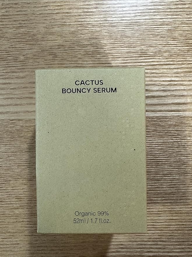 Whamisa Organic Cactus Bouncy Serum, 48 hrs Inner Skin Moisture, 72 hrs Hydrating and Moisturizing, Postbiotics, Facial Ampoule (52ml)