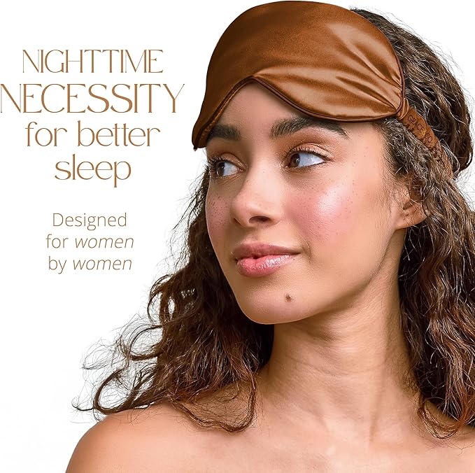 Grace & Company Silky Satin Eye Mask for Women - Premium Brown Satin Silk Sleep Mask - Hydrating, Ultra Soft & Lightweight Vegan Sleeping Mask - Cardamom
