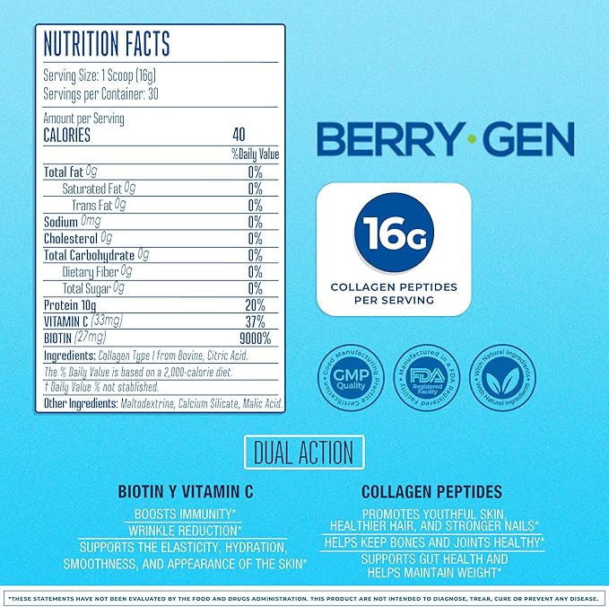 Unflavored Collagen Protein Powder with Biotin & Vitamin C – Powerful Bone & Joint Support, Anti-Aging Formula for Radiant Skin, Hair & Nails, Antioxidant-Rich Wellness Boost – 500g (1)