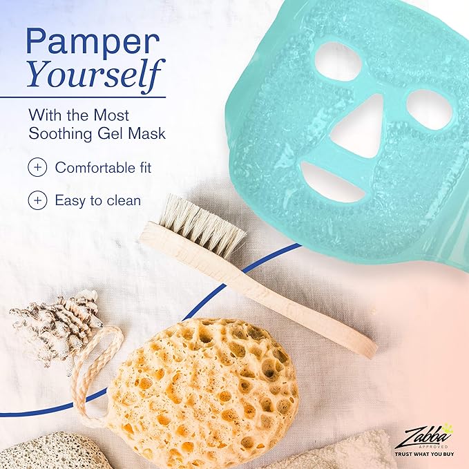 Facial Mask Get Rid of Puffy Eyes Migraine Relief, Sleeping, Travel Therapeutic Hot Cold Compress Pack Gel Beads, Spa Therapy Wrap for Sinus Face Puffiness Headaches Gel Mask