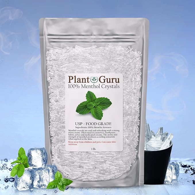 Menthol Crystals 4 oz. Mentha Arvensis 100% Pure Natural USP Food Grade - Great for Cosmetics, Salves, Balms, Creams and Soap Making.