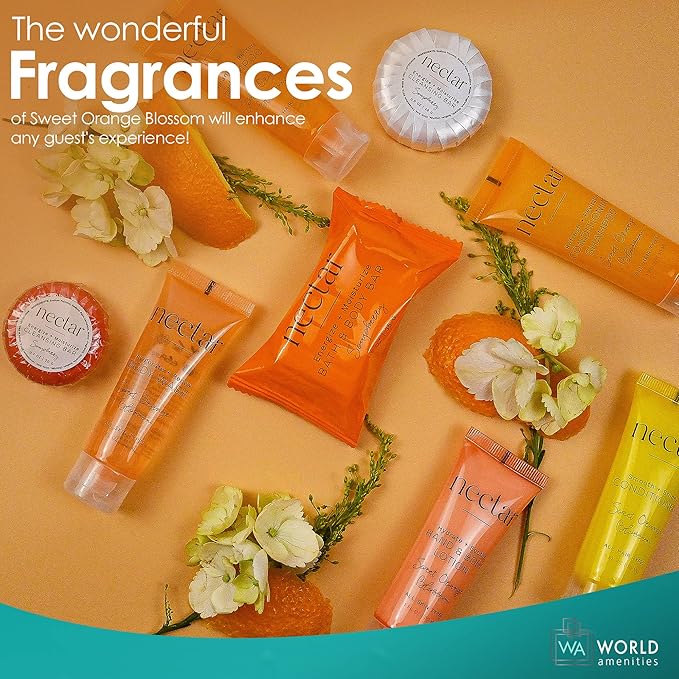 Nectar Hand & Body Lotion | 50 Count, 1 oz | Sweet Orange Blossom, Mini Travel Size Toiletries (100% Recyclable Tube with Flip Top Cap) Hotel Amenities, Suitable for All Skin Types