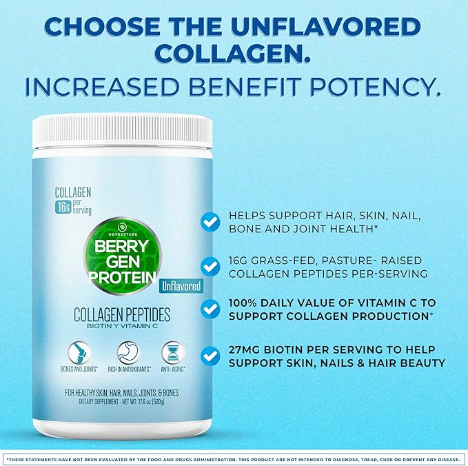 Unflavored Collagen Protein Powder with Biotin & Vitamin C – Powerful Bone & Joint Support, Anti-Aging Formula for Radiant Skin, Hair & Nails, Antioxidant-Rich Wellness Boost – 500g (1)