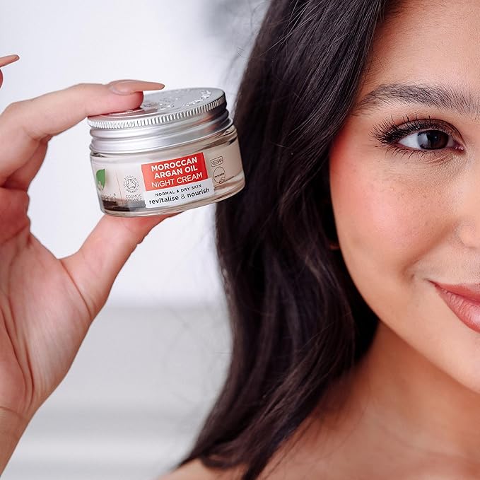 Dr. Organic Moroccan Argan Oil Night Cream | Nourishing Overnight Therapy Cream, For Normal to Dry Skin, Vegan, Natural, Certified Organic, Paraben & SLS-Free, 50 mL/ 1.7 fl oz