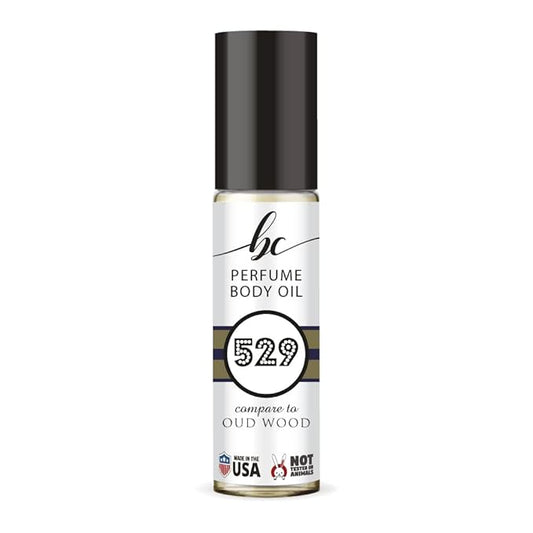 BC Perfume 529 Inspired by Ford Oud Wood For Men Replica Fragrance Body Oil Dupes Alcohol-Free Sample Travel Size Concentrated Long Lasting Roll-On 0.3 Fl Oz/10ml