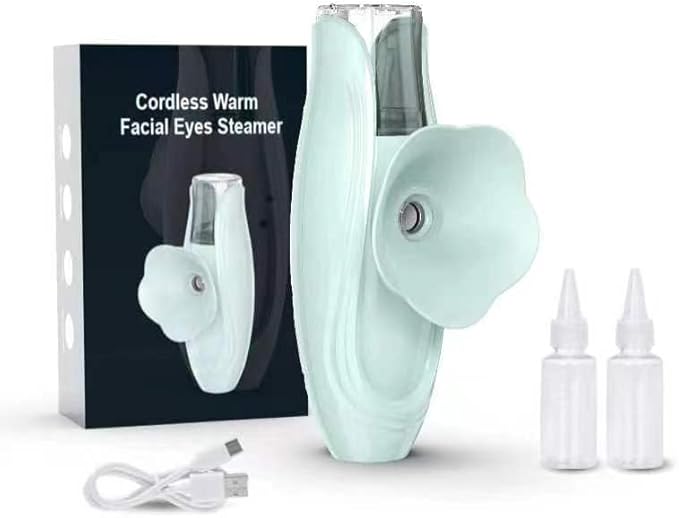 Facial Steamer and Eyes spa 2in 1. Mini Portable Professional hot Facial Steamer for Facial Deep Cleaning，The LADY RIGHT Handheld Ionic face steam, Unclogs Pores Soothing for Eye Fatigue and Dryness