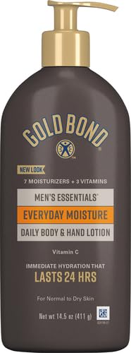 Gold Bond Men's Essentials Everyday Moisture Daily Body & Hand Lotion, 14.5 oz., With Vitamin C (Pack of 2)