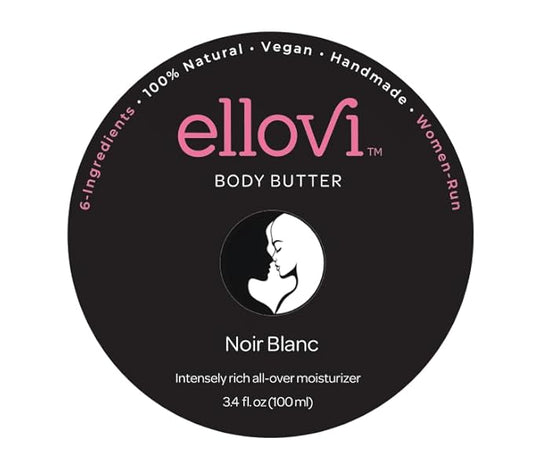 All-Natural Unisex Body Butter - Noir Blanc - Pure Enough to Eat - Made With Just 6 Vegan Ingredients - 100% Plant-Based Hydrating Moisturizer For Naturally Healthy Skin (3.4 fl. oz/100ml)