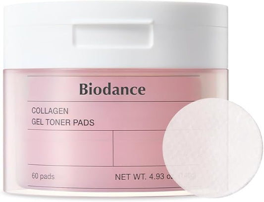Biodance Collagen Gel Toner Pads, Pore Minimizer for Face, Improving Elasticity, Gentle Exfoliating Korean Toner Pads for Sensitive Skin, 4.93 fl.oz.(140g)*60Pads