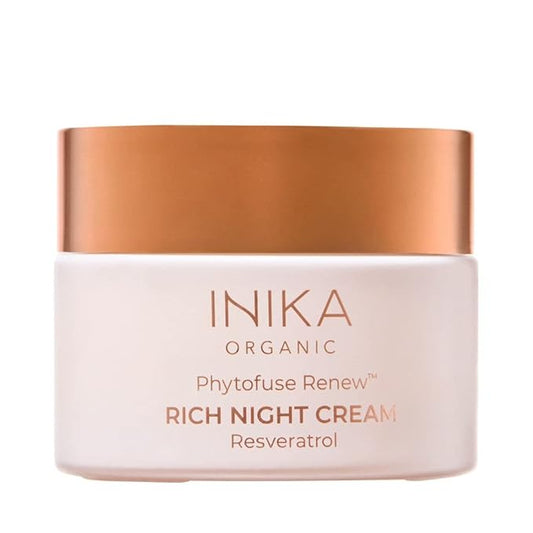 INIKA Organic Phytofuse Renew™ Rich Night Cream | Extra rich, nutritive night cream that deeply hydrates and rejuventates. Vegan and Organic Ingredients