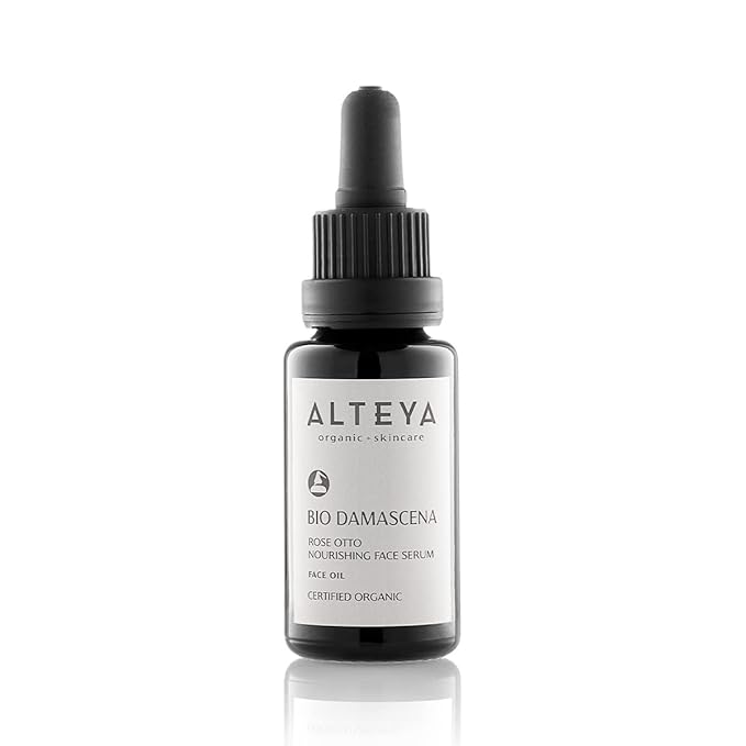 Alteya Organics Face Serum USDA Certified Organic Skin Care 0.68 Fl Oz/20 mL Bio Damascena Award-Winning Rose Otto Treatment With Organic Bulgarian Rose Oil Nourishing, Skin-reviving and Illuminating