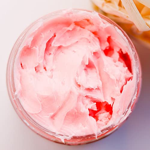 Whipped Strawberry Body Butter for Sensitive, Dry Skin, 8 Oz, Non-Greasy, Soft & Creamy, Moisturizing Shea Butter- Natural Skincare for All Skin – Vegan