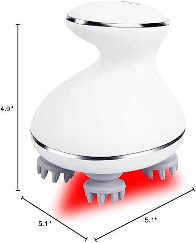 Electric Head Massager Waterproof,with 4 Detachable Massage Heads,Wireless Portable Red Light Care Handheld Massager,4 Massage Modes Stress Relax for Scalp,Suitable The Whole Body and Pets