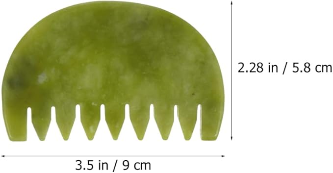Healifty Jade Stone Massage Comb 2Pcs - Guasha Scalp Comb, Handheld Gua Sha Scraping Massage Tool for Head Caring, Relax (Olive Green)