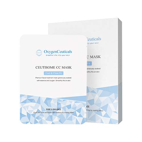 Ceutisome CC Mask – Premium Korean Facial Mask Sheets with for Menthol Cooling, Calming & Moisturizing (6 Sheets/Box)