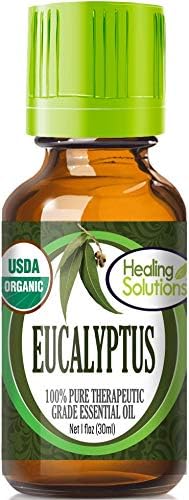 Healing Solutions Eucalyptus Essential Oil 1 oz (30ml), Pure & Organic, Undiluted Eucalyptus Essential Oil for Hair, Diffuser, Skin, & Aromatherapy - Therapeutic Grade