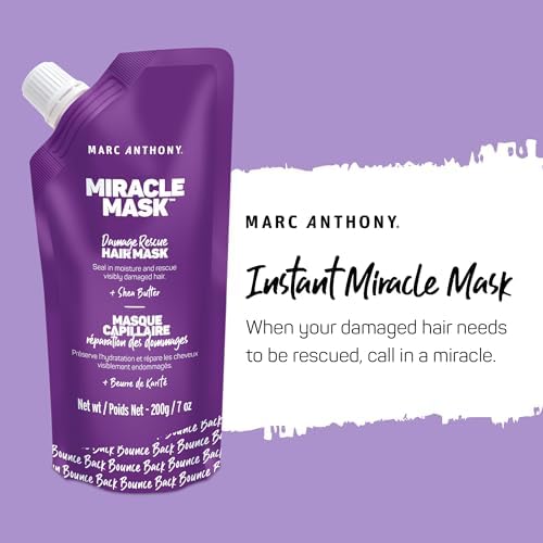 Marc Anthony Hair Mask for Dry Damaged Hair - Deep Conditioning Mask Protects & Nourish with Shea Butter, Avocado & Grapeseed Oils - Seal in Moisture and Rescues Visibly Damaged Hair - Sulfate Free