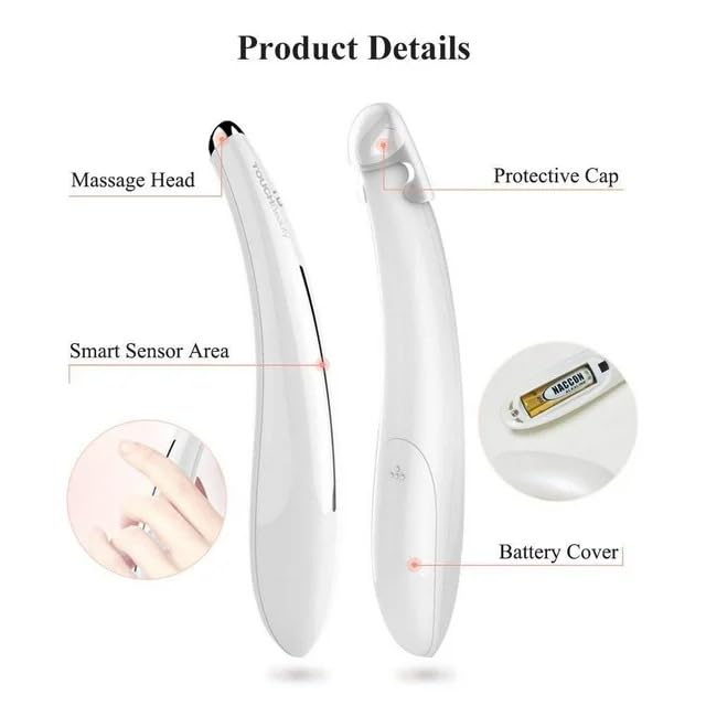 TOUCHBeauty Electric Eye Massager for Dark Circles, Puffiness, Fine Lines/Wrinkle, Crow's Feet and Bags Under Eyes with Sonic Vibration & Heating