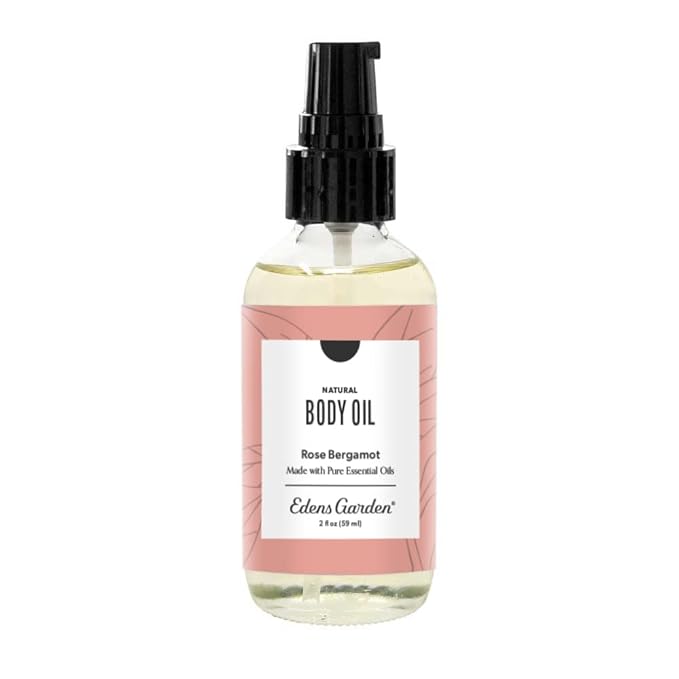 Edens Garden Rose Bergamot Bath & Body Oil – Tranquil Blend with Pure Essential Oils & Vitamin E for Healthy-Looking Skin, Face & Body Moisturizing – After Shower Floral Scented Oil, 2 fl oz (59 ml)