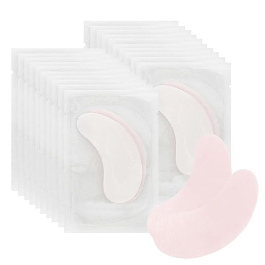 100 Pairs Hydrogel Under Eye Gel Patches Lint Free Eye Lash Pads Eyelash Extension Tool Mask Eyepads, Transparent/Pink