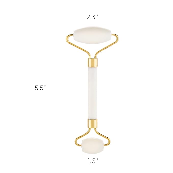 Face Roller Jade Roller for Face, Eye & Neck Skin Care, 100% Genuine Jade Stone Facial Roller Massager, Eye Roller for Puffy Eyes, Facial Rollers for Aging Skin, Facial Self Care for Women(White)