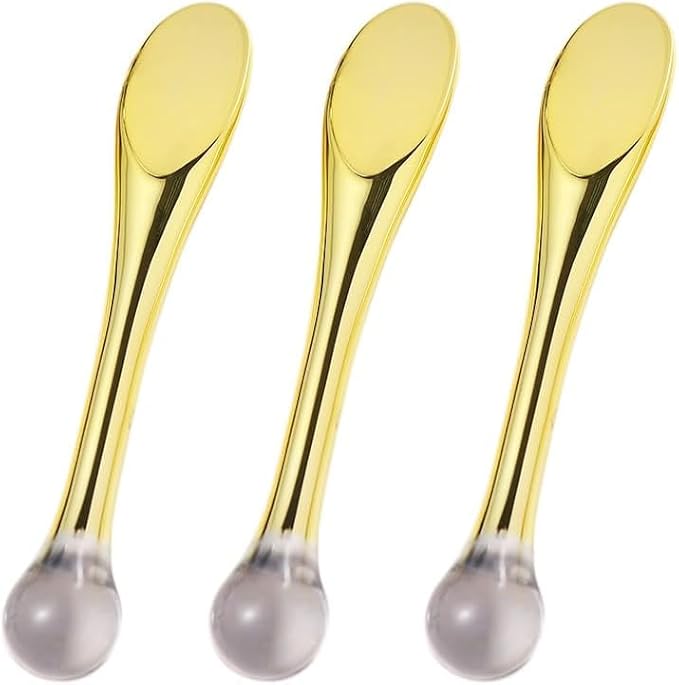 3 Pcs Gold Makeup Sticks Mud Mixing Tool, Acrylic Cosmetic Spatulas Scoop Face Cream Spoons Portable Mask Stick Cosmetic Mask Spoon Spatulas Treatments and Masks