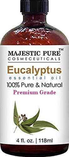 Majestic Pure Eucalyptus Essential Oil | 100% Pure and Natural Eucalyptus Oil | Premium Grade Essential Oils for Hair Care, Home Diffusers, Aromatherapy, Massage and Humidifiers | 4 Fl Oz (Pack of 2)