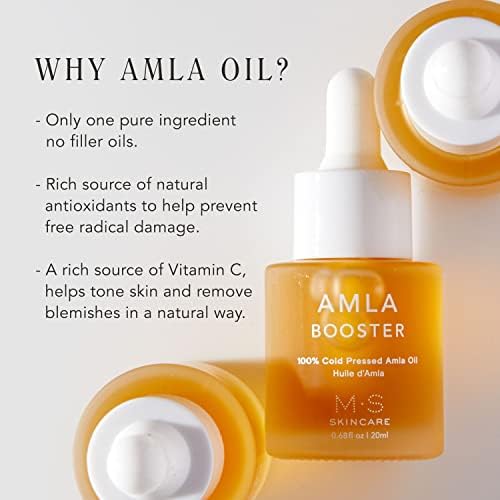 Amla Booster Oil, 100% Cold Pressed Amla Oil, Vegan Skincare, 0.68 fl oz Glass Bottle