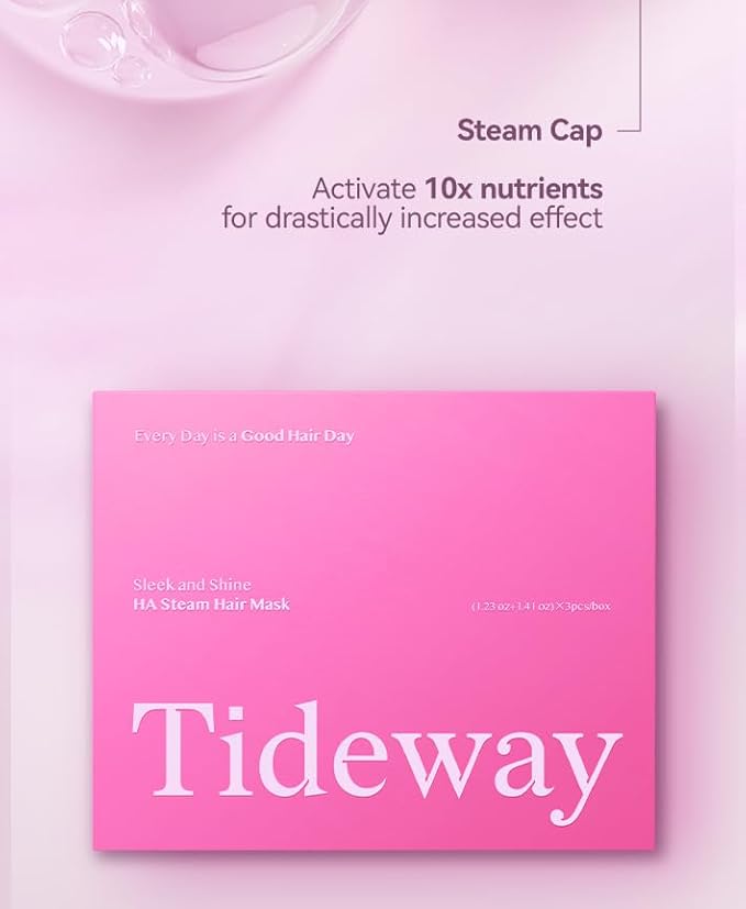 TIDEWAY Self-Heating Steam Hair Mask – Deep Repair for Damaged, Frizzy Hair | 5D Hyaluronic Acid + Triple Keratin | Fast Salon-Level Care in 5 Mins