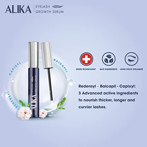 ALIKA Eyelash Growth Serum for Women – Natural & Prostaglandin-Free Lash and Brow Enhancer with Redensyl, Peptides & Biotin, Helps Grow Longer, Thicker, Fuller Lashes, Gentle for Sensitive Eyes [5ML]