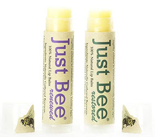 100% Natural Beeswax Lip Balm with Organic Oils (Lavender, Propolis, Bergamot, 2 pack)