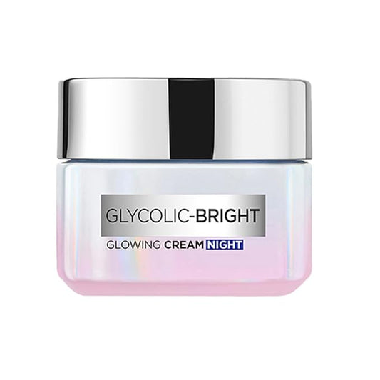 L'Oreal Paris Glycolic Bright Glowing Night Cream, 15ml |Overnight Brightening Cream with Glycolic Acid that Visbily Minimizes Spots & Reveals Glowing skin