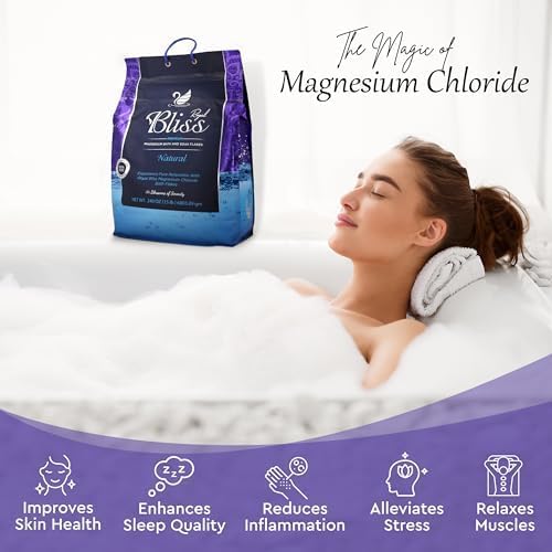Magnesium Bath & Foot Soak Flakes, Epsom Salt Alternative, High-Absorption Minerals, Natural Salts for Relaxation, Wellness & Muscle Relief, Ideal for Soaking, Recovery, and Stress Relief 5LB