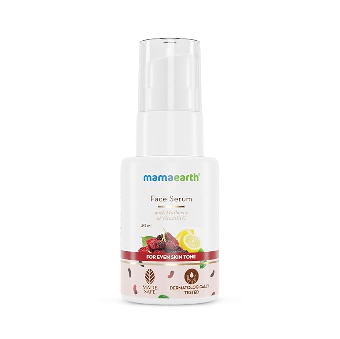 Mamaearth Face Serum with Mulberry & Vitamin C | Evens Skin Tone & Enhances Natural Glow | Hydrating & Lightweight | Non-Greasy Formula | For All Skin Types | 1.01 Fl Oz (30ml)