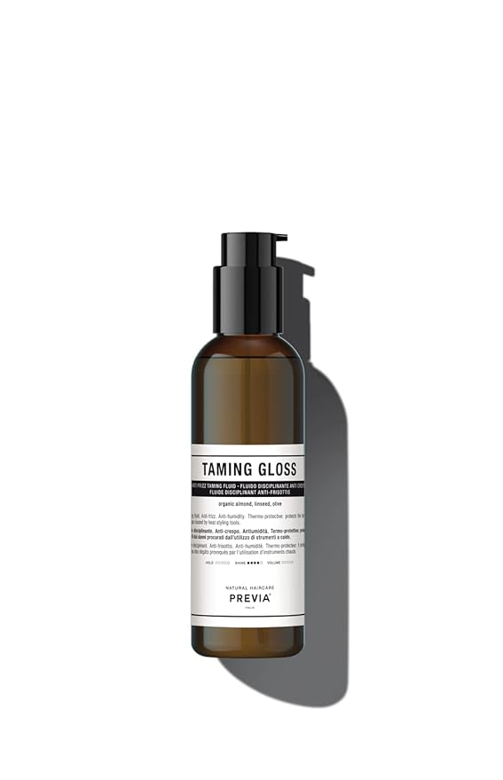 PREVIA Taming Gloss Anti-Frizz Hair Serum - Thermal Protection with Organic Almond Vegan - Moisturizing Formula for Smooth Shiny Hair – Heat Protectant Glossifying Serum for Frizzy Hair - 6.7 oz