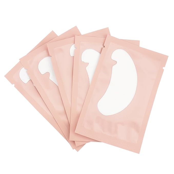 50 Pair Under Eye Pads,Eyelash Extension Gel Patches, Lash Extension Lint Free Under Hydrogel Eye Mask Pads Beauty Tool (Pink)