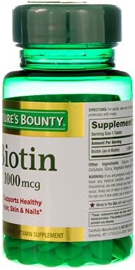 Nature's Bounty Biotin 1000 mcg Vitamin Supplement Tablets 100 ea (Pack of 2)