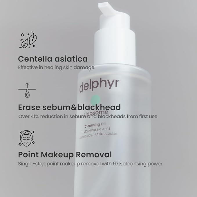 Liposome Daily Cleansing Oil, Gentle Makeup & Blackhead Remover for Sensitive Skin with Centella Asiatica TECA, Korean Skincare for Trouble Care (6.76 fl. oz., 200ml)