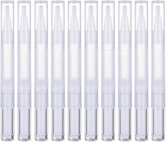 20 Pack 3ml Empty Cuticle Oil Twist Pen Brush Refillable Cuticle Nail Essential Oil Dispenser Cosmetic Lip Gloss Containers Applicators Eyelash Growth Liquid Tube