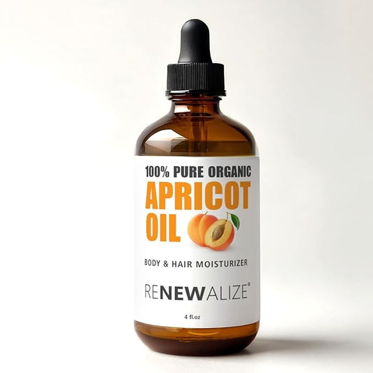 ORGANIC APRICOT KERNEL OIL MOISTURIZER - in Large 4 oz Dark Glass Bottle with Dropper | 100% Pure and Unrefined | Skin Massage Oil for Body Hands & Feet