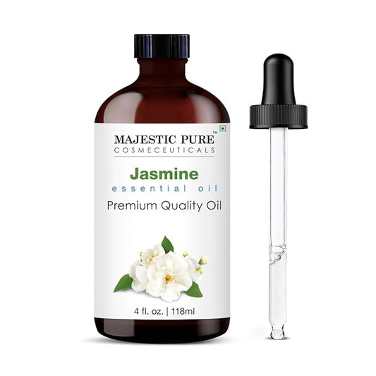 MAJESTIC PURE Jasmine Essential Oil | 100% Pure and Natural Jasmine Oil | Premium Grade Essential Oils for Hair Care, Home Diffusers, Skin, Aromatherapy, Massage and Humidifiers | 4 Fl Oz