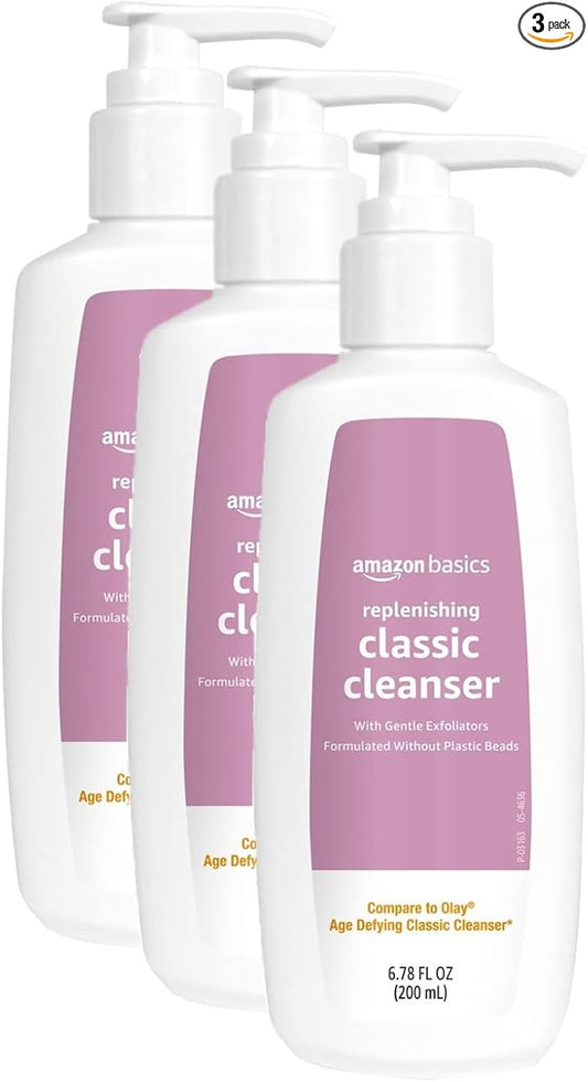 Amazon Basics Replenishing Cleanser Exfoliating Face Wash, Unscented, 6.78 fl oz (Pack of 3)