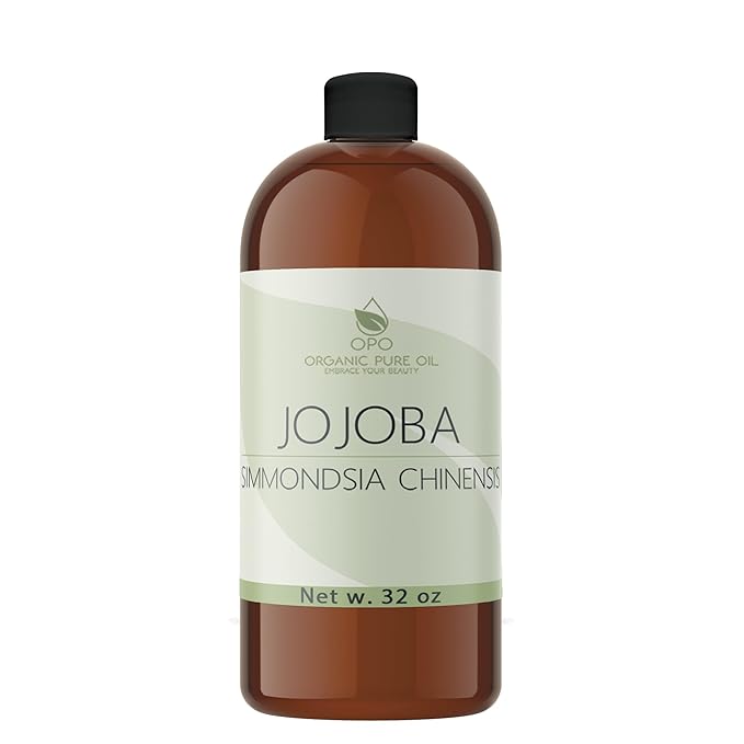 OPO 100% Pure Jojoba Oil - 32 oz Cold Pressed Carrier Oil for Hair, Skin, Face, Lips, Massage, Makeup Remover, Soaps