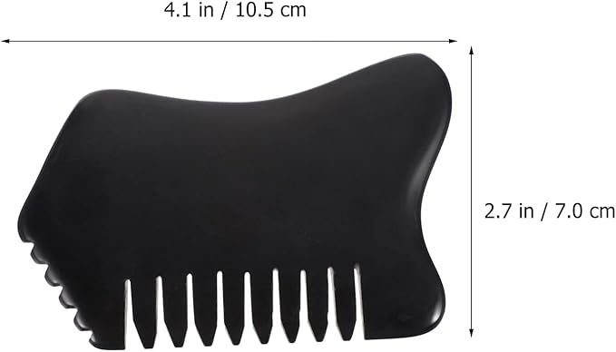 Facial Reflexology Tools Neck Massagers Jade Stone Massage Comb 1Pc - Guasha Scalp Comb, Handheld Scraping Massage Tool for Head Caring, Relax (Black) Facial Reflexology Tools Neck Massagers