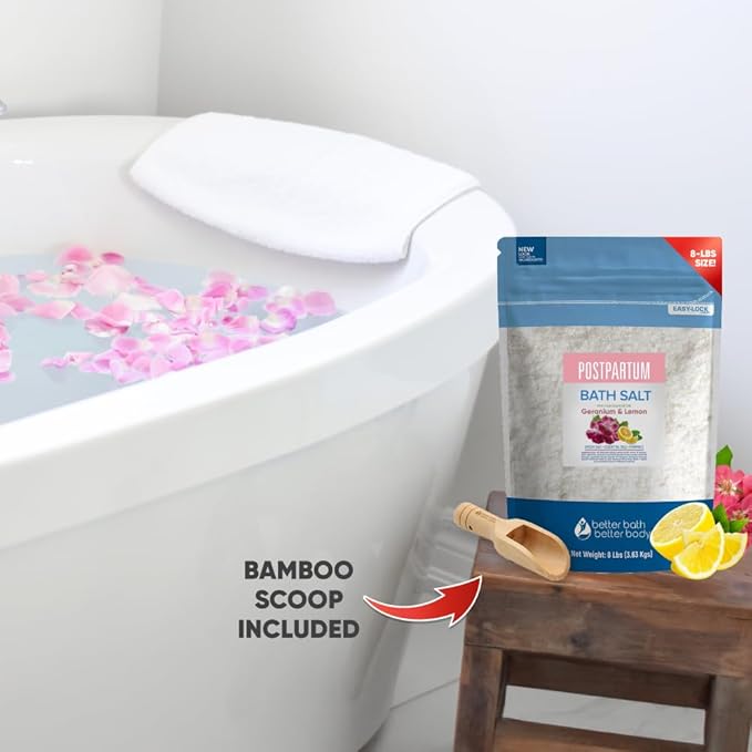 Postpartum Sitz Bath Soak 128 Ounces (8 Lbs) Bulk Bag Postpartum Care for New Moms Bath Salt with Essential Oils in Easy Press Lock BPA Free Pouch Made with Natural Ingredients Made in USA