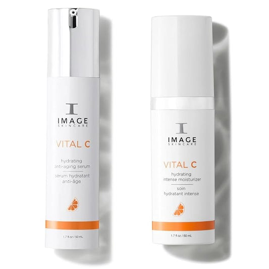 IMAGE Skincare VITAL C Duo - Hydrating Serum + Intense Moisturizer with Hyaluronic Acid & Shea Butter for Anti-Aging, Toning, & Deep Hydration (1.7 oz + 1.7 oz)