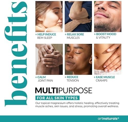 ArtNaturals Magnesium Oil Spray 12 oz + Body Massage Lotion Set 8oz for Feet & Sleep - Extra Strength Cream Ultra-Pure, Relief & Relaxation, Muscle Health Leg & Joint Care Topical Non Itch