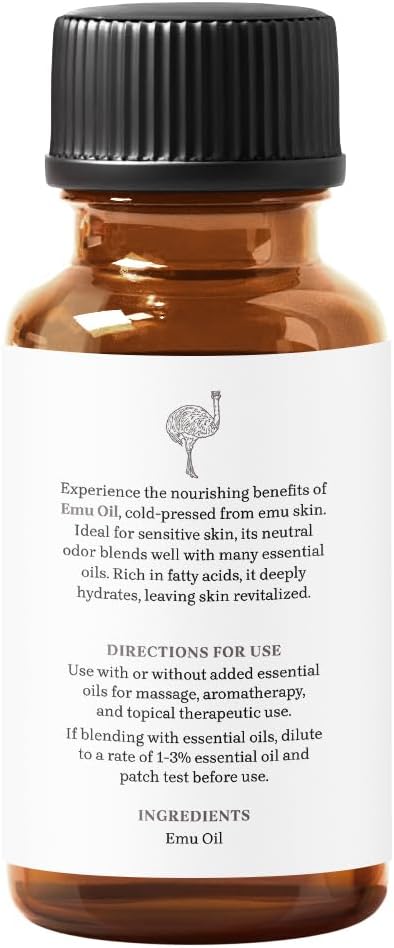 Emu Oil by Essential Delights - Premium Carrier Oil for Skin, Face, Body, Hair Revitalization, and Essential Oil Dilution (1 Fl.Oz.)