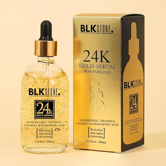 24K Gold Serum for Face, Anti aging, Skin Brightening, Anti-wrinkle serum with Vitamin E, Retinol, Hyaluronic Acid, Vitamin C & Castor oil, Skin Care Glow Serum 100mL